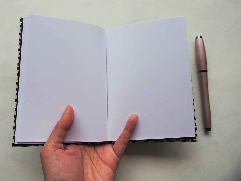 Geometric ikat Lokta paper hardcover hand-bound journal with blank pag –  Hanakrafts
