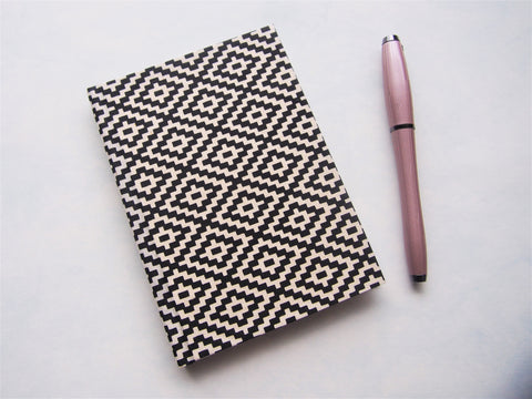 Geometric ikat Lokta paper hardcover hand-bound journal with blank pages--Christmas gift for journal lovers and writers