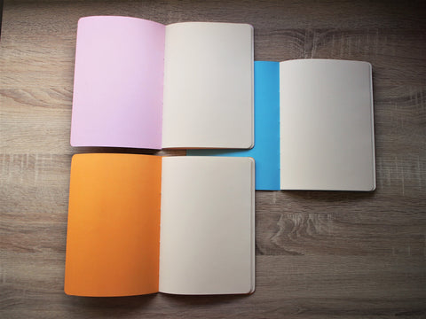 Notebooks with colourful marbled covers—Christmas gift set of 2 (choose from 3 colours: blue, orange or pink)