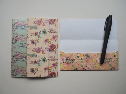 Flowers and feathers handmade money envelopes--set of 3 for Christmas
