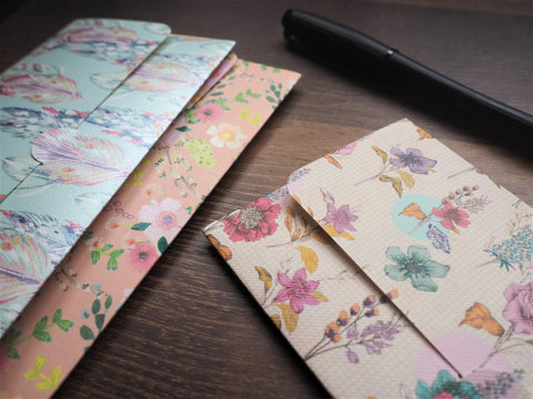 Flowers and feathers handmade money envelopes--set of 3 for Christmas