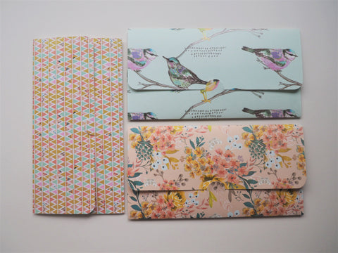 Flowers and birds handmade money envelopes--set of 3 for Christmas