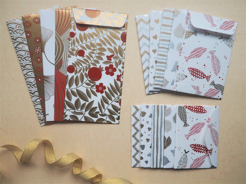 Kids money envelopes in white and gold--set of 5 in wide or horizontal size