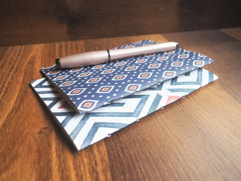 Navy blue ikat designs--set of 2 handbound notebooks for Christmas