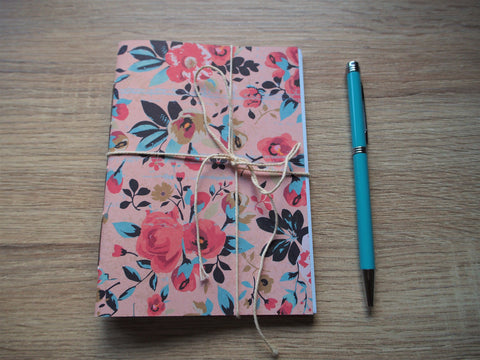 Pretty floral notebooks in pink and black with double-sided designer covers--set of 2
