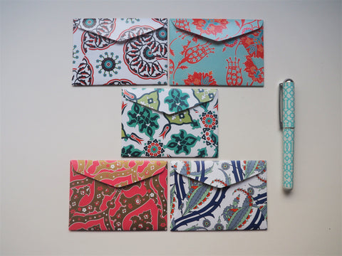 Ornate traditional Turkish patterns with red accents--set of 5 for CNY, Christmas and Eid in wide and horizontal design