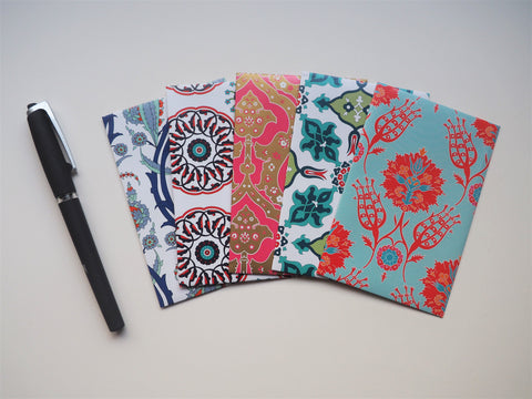 Ornate traditional Turkish patterns with red accents--set of 5 for CNY, Christmas and Eid in wide and horizontal design
