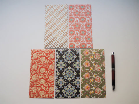 Chinese red peonies and abstract motifs money envelopes--set of 5 in jumbo design for Lunar New Year